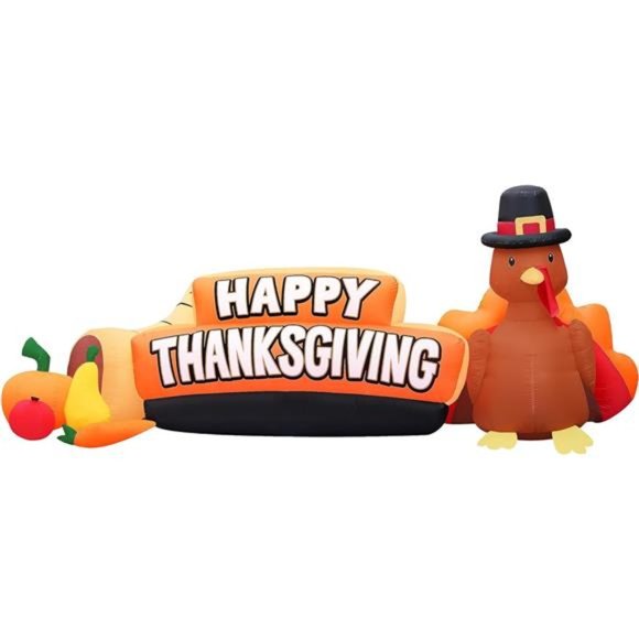10.5ft Happy Thanksgiving Sign - Inflatable Outdoor Thanks Giving Decor Blow Up